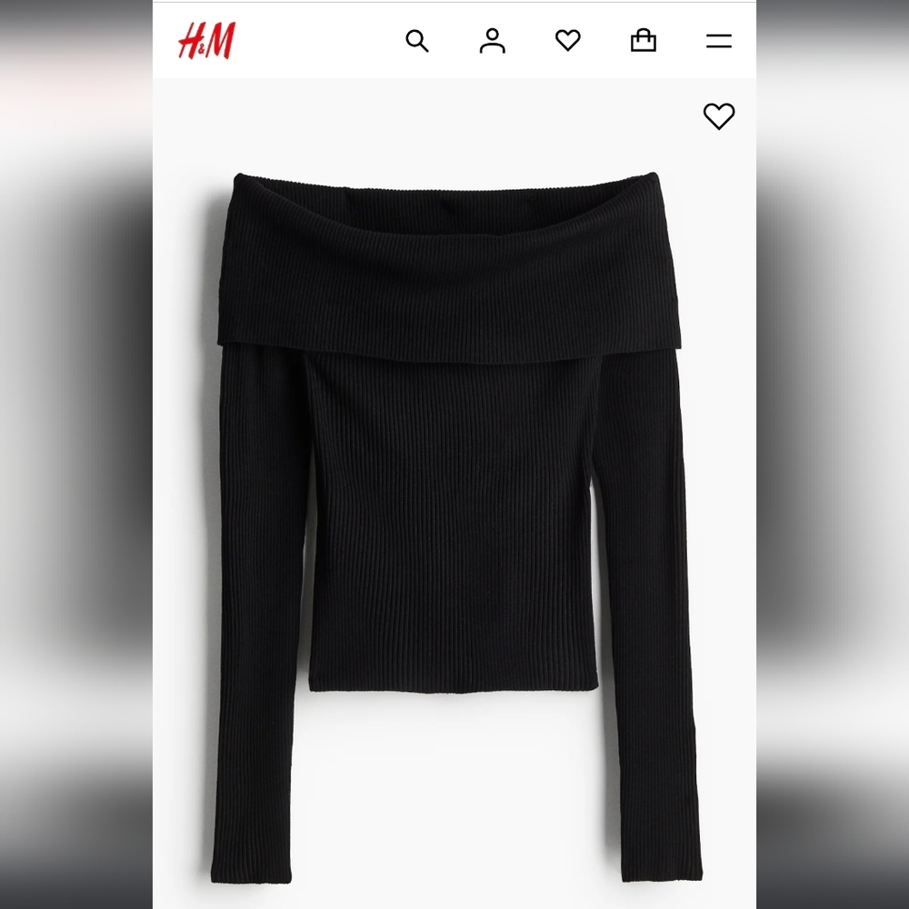 H&M Rib-Knit Off Shoulder Top Size Small